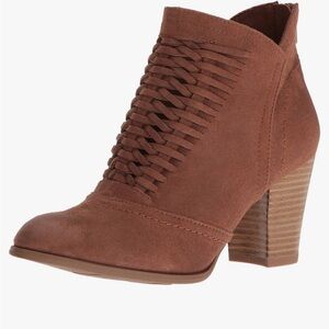 EUC Fergalicious Brown Patterned Block‎ Booties Size 10